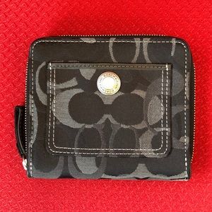 Coach Signature Canvas Zip Around Wallet